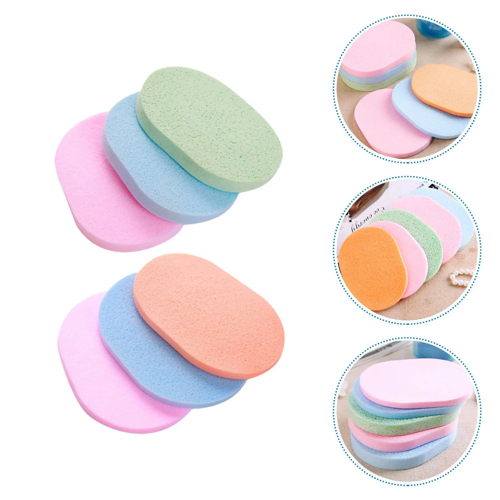 6 Pcs Konjac Body Sponge Scrubbing Cleansing Powder Puff Sponges Facial Makeup Remover Round