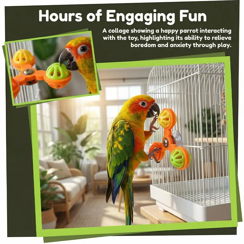 Parrot Toys Interactive Rotating Windmill Toy Bird Cage Toy For Parrots Rotating For Stimulation Entertainment Play Chewing 2026