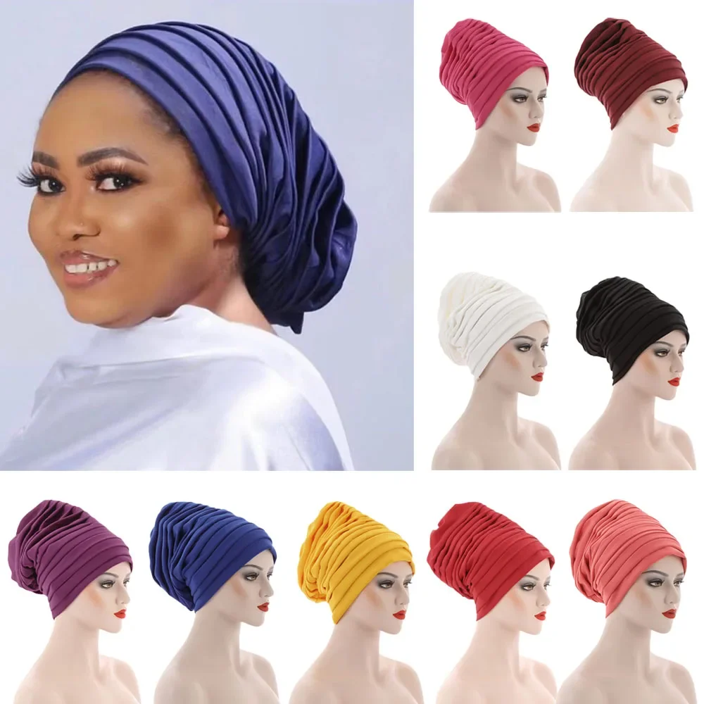 African Auto Gele Headtie Nigerian Wedding Gele Muslim Turban Cap Arab India Hat Female Head Wraps Turbante Mujer Newest 2025