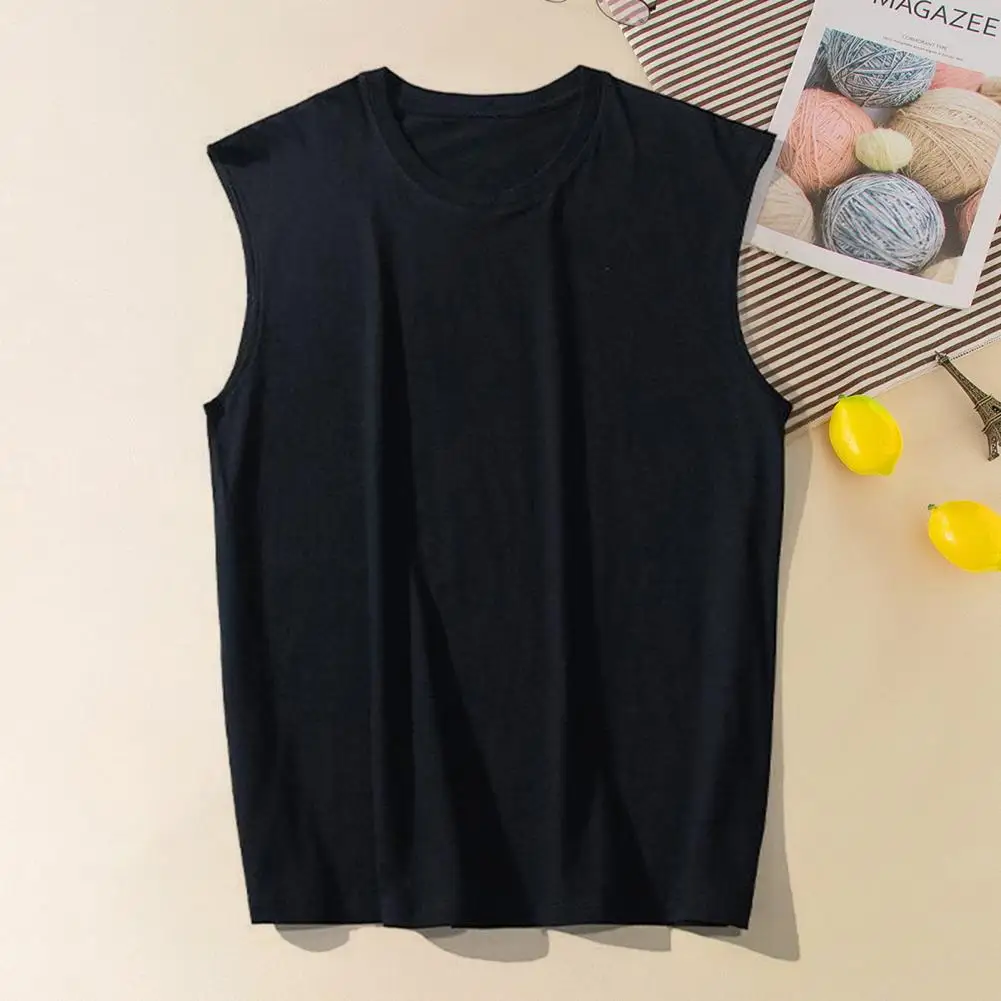 

Men Athletic Sleeveless Top Breathable Quick-dry Men's Summer Sport Vest Solid Color Sleeveless T-shirt for Casual Fitness