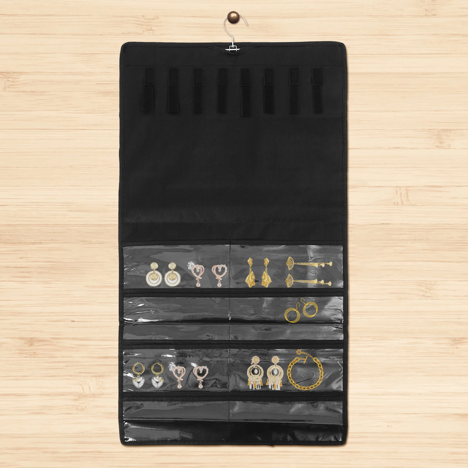 

Hanging Jewelry Storage Bag Double-Sided Organizer for Necklaces Earrings Bracelets Home Use Headband Holder Bows Organizer