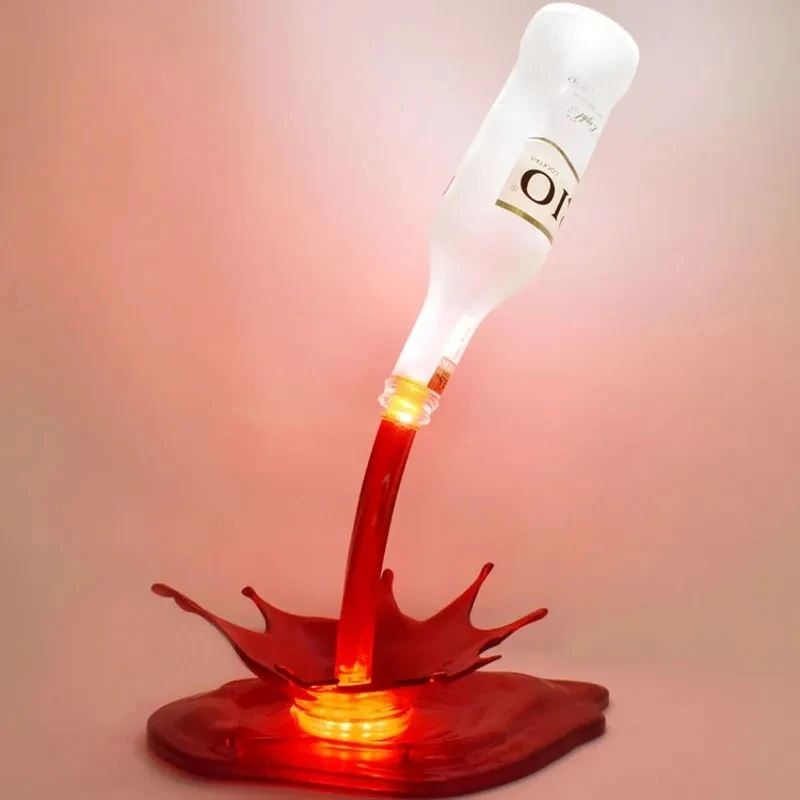 Novelty LED Night Light Pour Wine 3D Nightlights USB Touch Switch Fantasy Wine Bottle Splashing Water Lights Bar Party Lamp