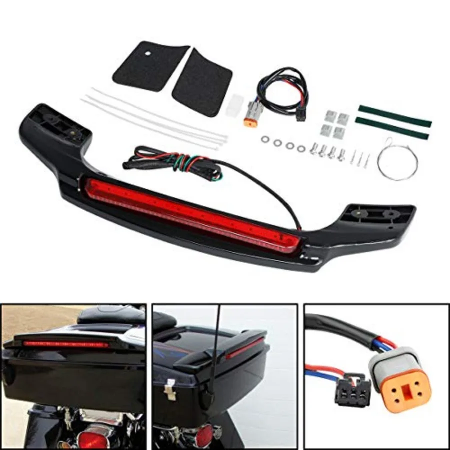 Levendige Zwarte LED Licht Spoiler Kofferbak voor Harley King Razor Gehakte Kofferbak Bagage Electra Glide Road Glide Street Glide 1997-2013