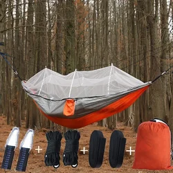 Outdoor Camping Doppel Hängematte Schaukel Garten Reise Tragbare Anti-rollover Moskito Net Hängematte Fallschirm Stoff Schaukelstuhl