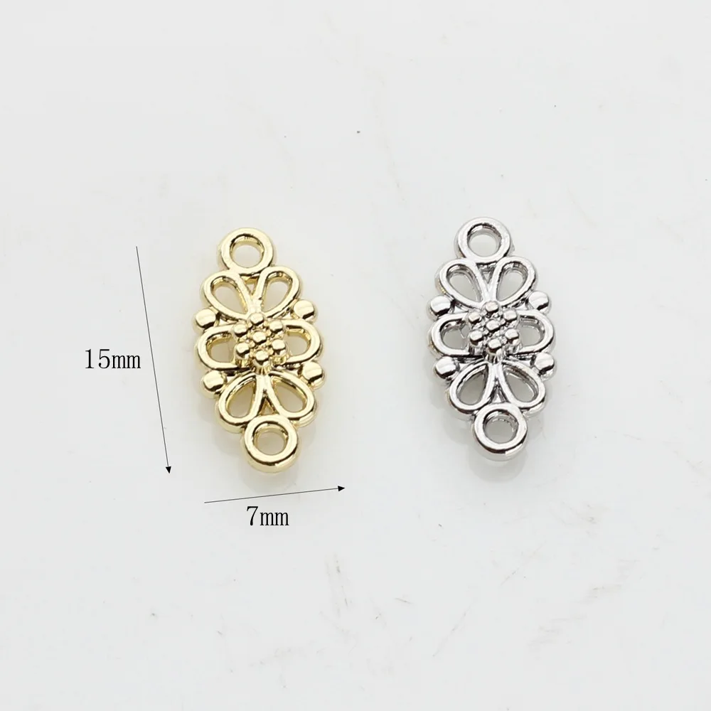 10Pcs/pack Simple Alloy Hollow Out Lace Flower Pendant DIY Bracelets Necklaces Jewelry Accessories