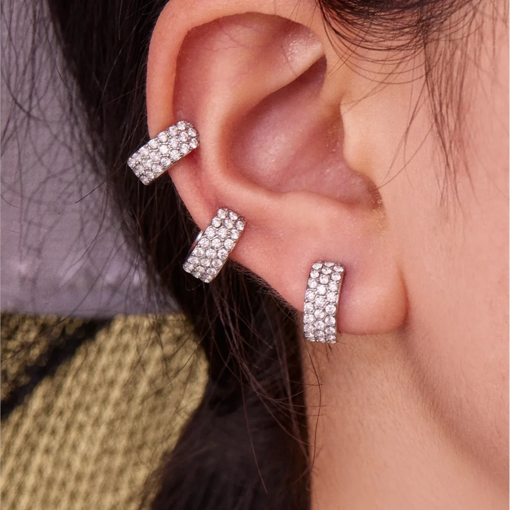 الفولاذ المقاوم للصدأ C على شكل الأذن كليب للنساء 18 كيلو أقراط مطلية بالذهب لامعة 5A زركونيا كليب على القرط لذيذ مجوهرات هدية #5