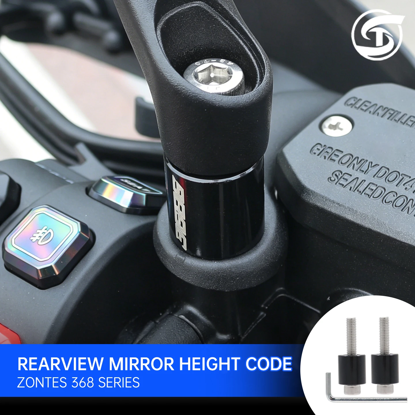 Motorcycle Accessories Rearview Mirror Heightener Inverted Mirror Heightening Base for Zontes 368G 368D 368M 368K 368E 2024-2026