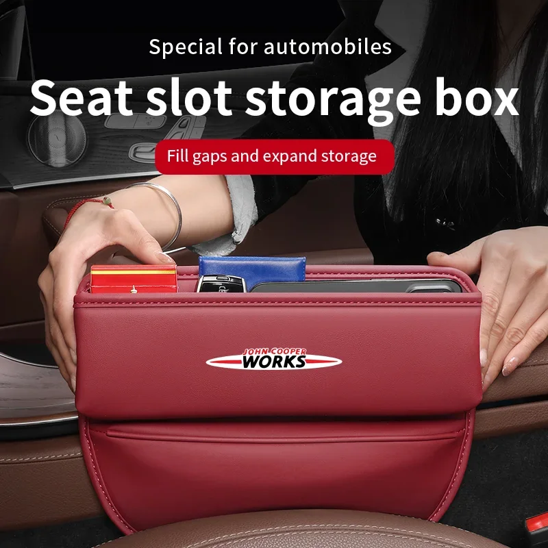 

Car Seat Gap Storage Box Leather Storage Box Extended storage bag For MINI John Cooperworks auto Multifunction Car Accessories