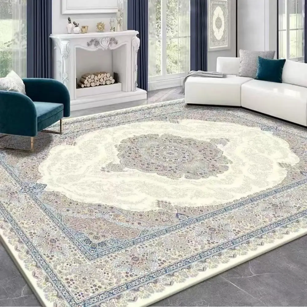 VIKAMA Persian Style Crystal Pile Rug Living Room Sofa Coffee Table Dirty Resistant Non-Slip Rugs