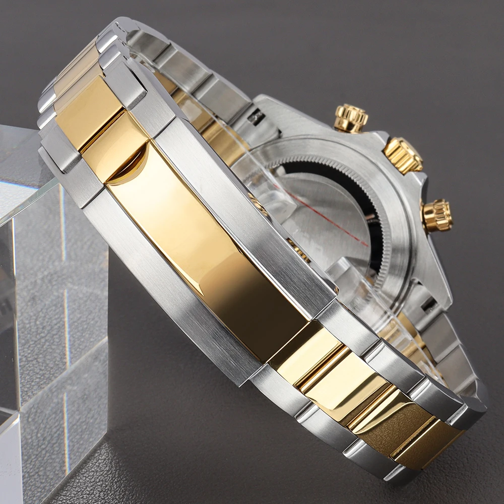 Silbernes 39mm VK63 Uhrengehäuse 20mm Edelstahl-Armband Uhrenzubehör Passend für VK63 VK63A Quarzwerk 29mm Zifferblatt Saphirglas – Detail 12