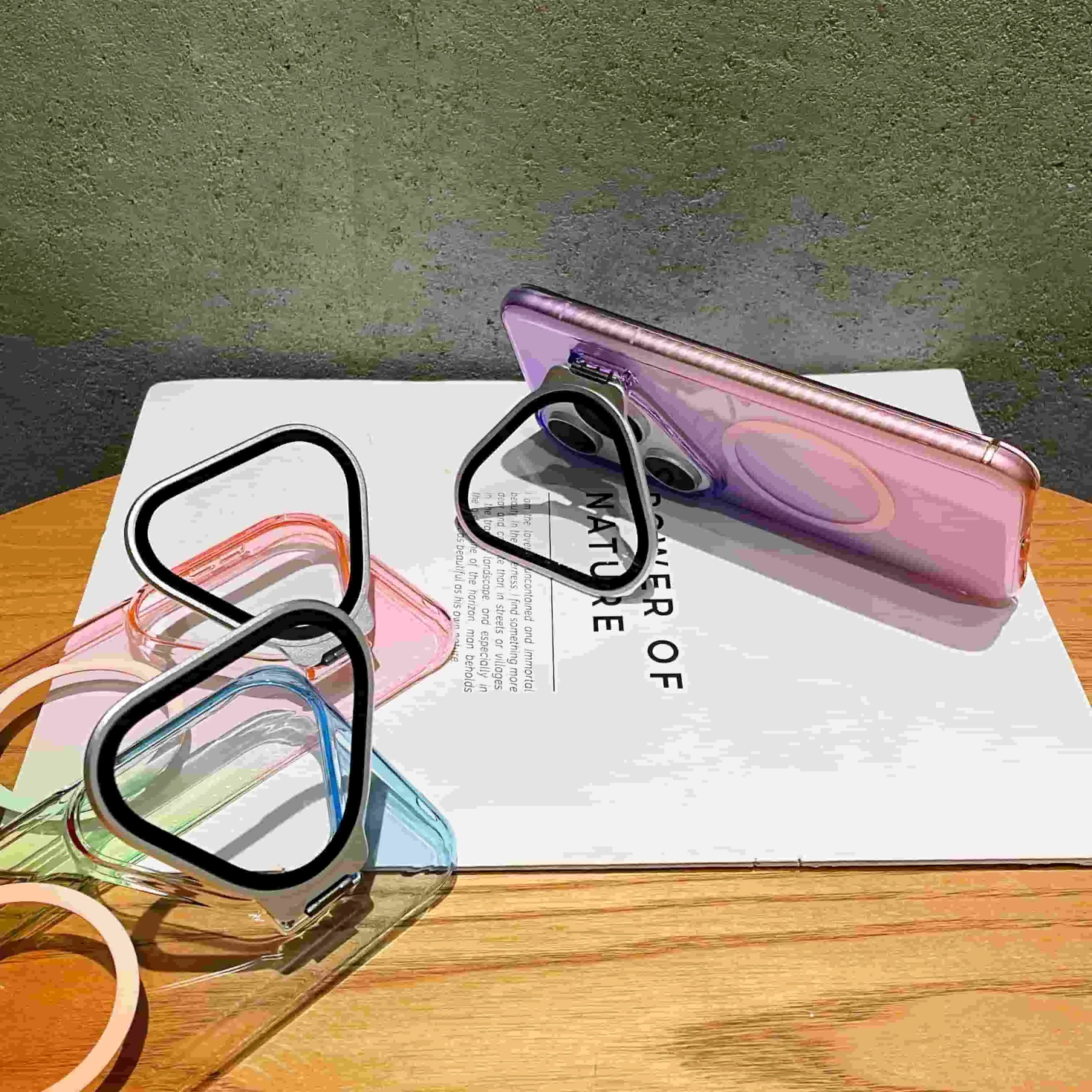 Etui na Huawei Pura 90S 90 Pro Max 80 70 Pro + Magnetyczny Niewidoczny Uchwyt na Obiektyw Przezroczysta Gradientowa Kolorowa Akrylowa Obudowa Funda — zdjęcie produktu 4
