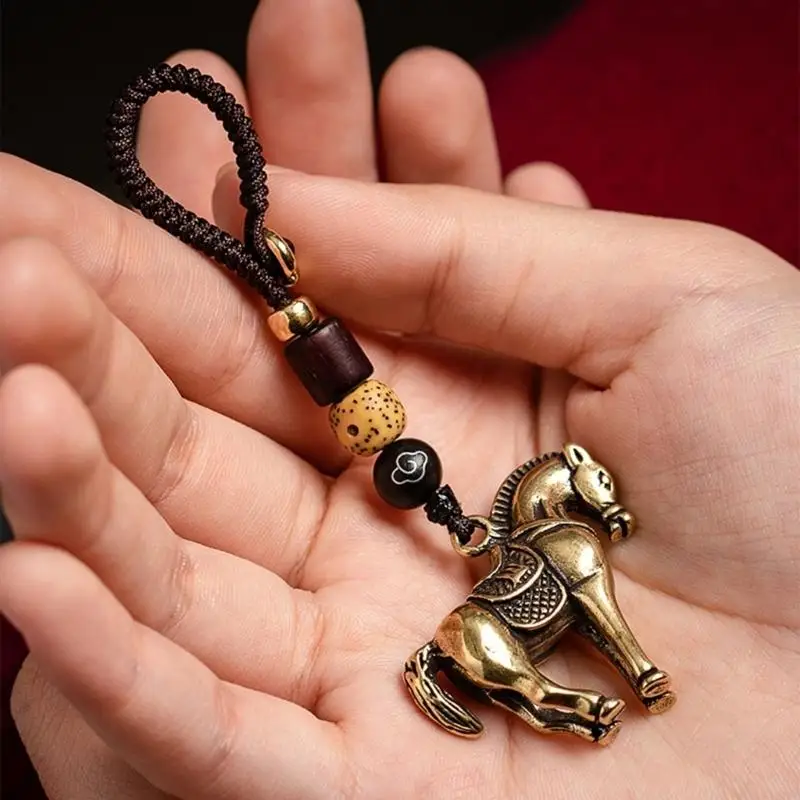 2026 Chinese Zodiacal Horse Brass Keychain Charm Exhibiting Fine Craftsmanship