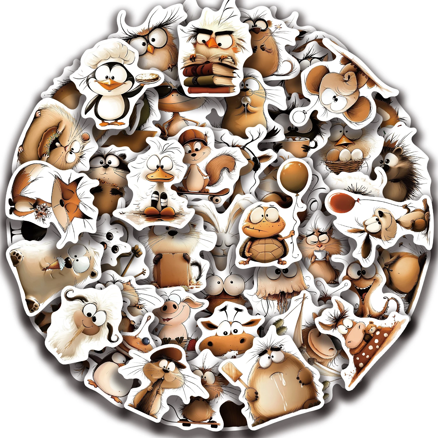 50PCS Animal Art Stickers Rabbit Frog Various Animals Collection Decor Notebook Luggage Motorcycle Laptop Refrigerator Sticker