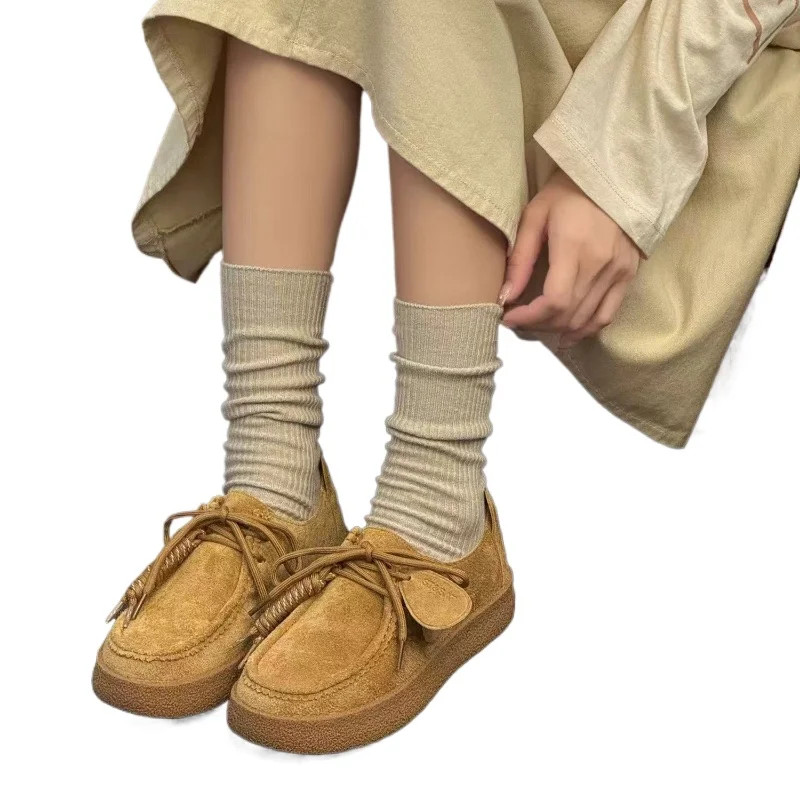 

New Autumn Styles for Boys and Girls: Korean-style, Versatile, Matte, Genuine Cowhide Flats for Older Children