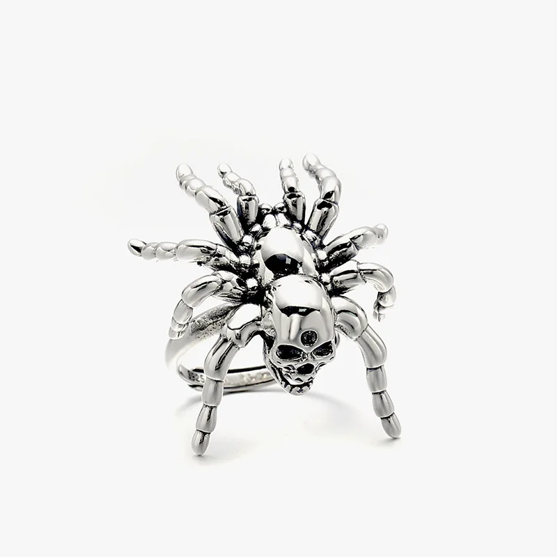 Thai silver vintage ring S925 sterling silver skull spider ring punk summer trendy personality index finger ring