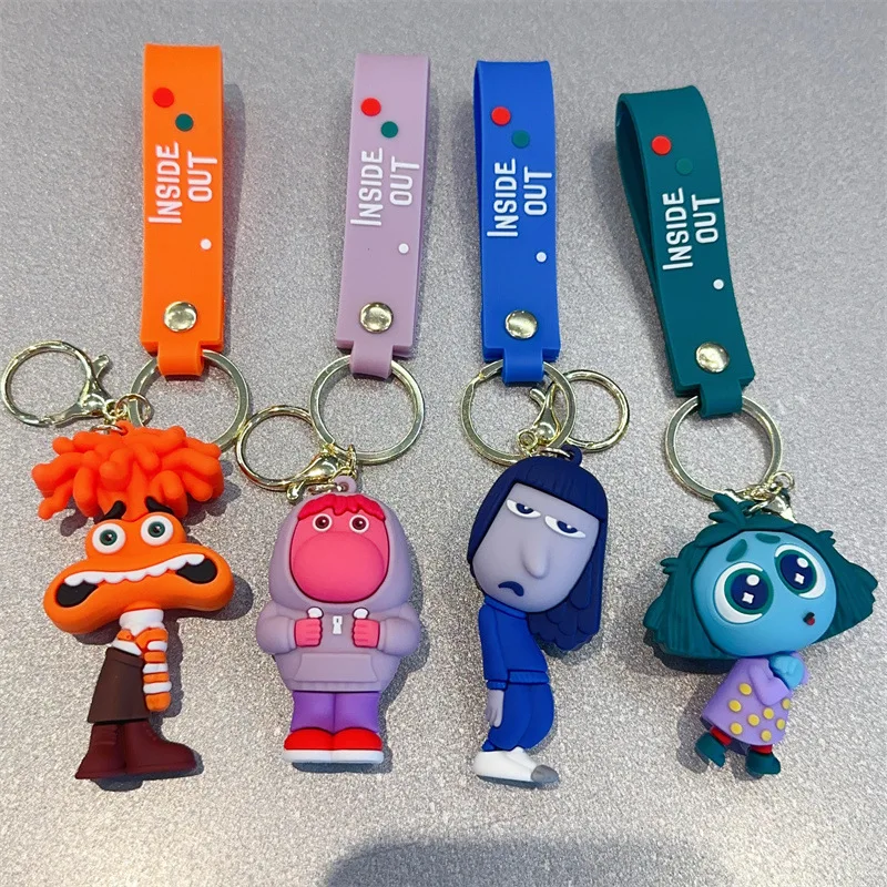 Disney Inside Out 2 Keychain Figure Joy Sadness Anger Disgust Fear Doll Anime Bag Keyring Toy Christmas Gifts Wholesale