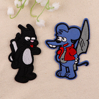 Cartoon Character Patches On Clothes Cute Mouse Iron on Embroidered Patches For Clothing DIY Stripes Applique Accessory