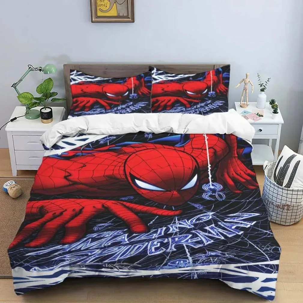 Spiderman dziecięcy zestaw pościeli dla chłopców narzuta na łóżko uniwersalna, dzieci kreskówka pająk poszwa na kołdrę, pościel dziecięca pościel