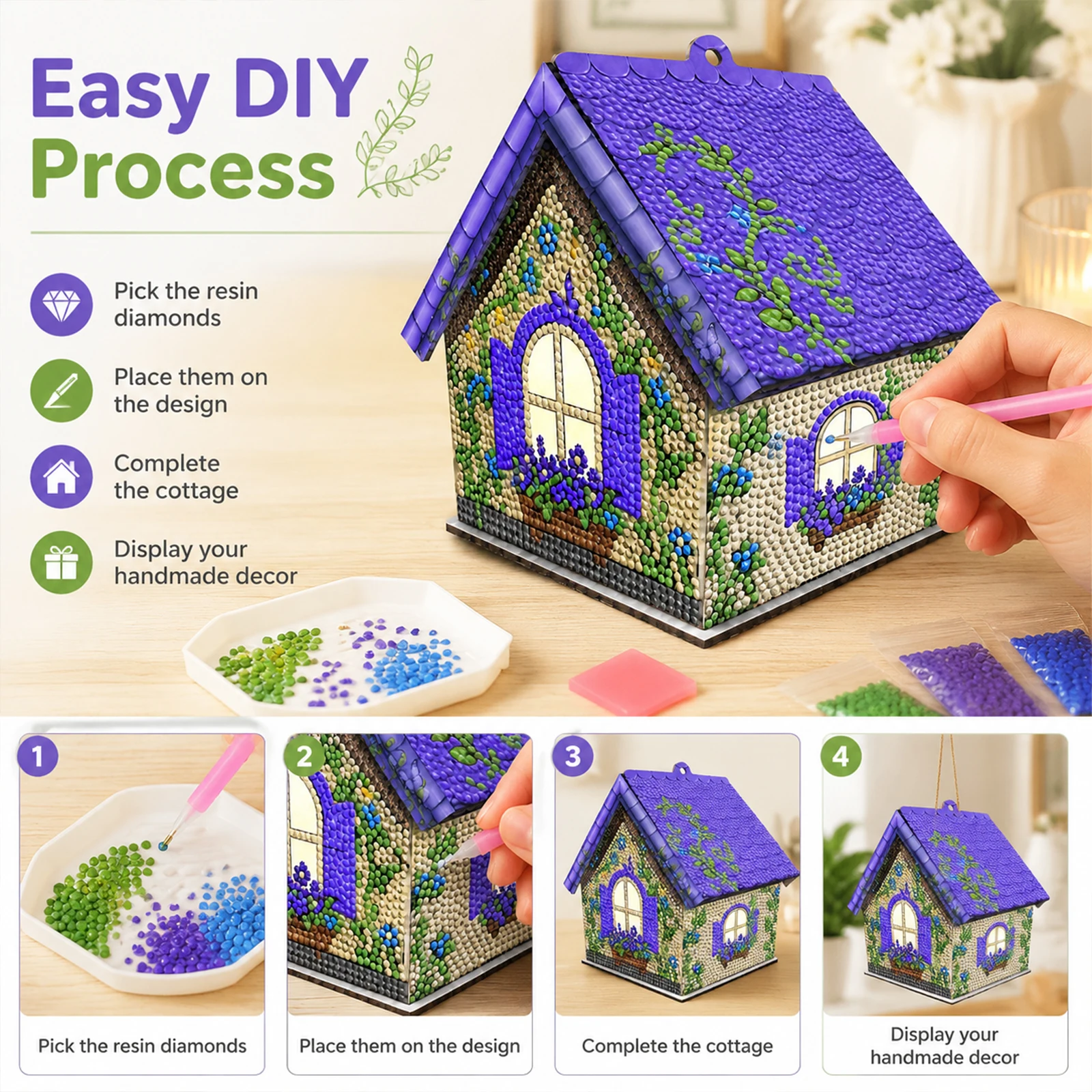 DIY Houten Huis Diamant Schild - Resin Art Ideas recensie en prijs