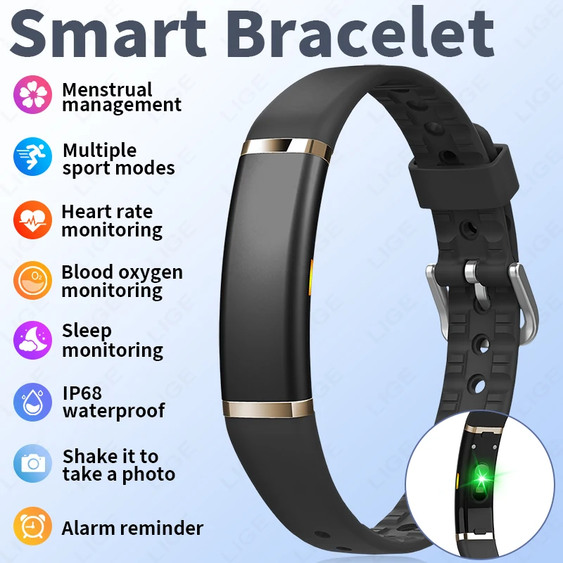 

LIGE No Screen Smart Bracelet Lightweight Health Sleep Monitor Sports Tracker Menstrual Manage Alarm Reminder Women Smart Watch