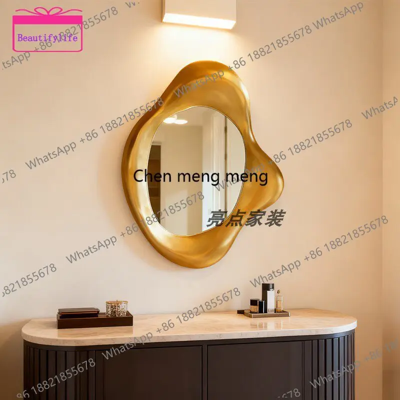 a17 French fireplace mirror, Nordic entrance decorative mirror creative special-shaped home makeup mirror art