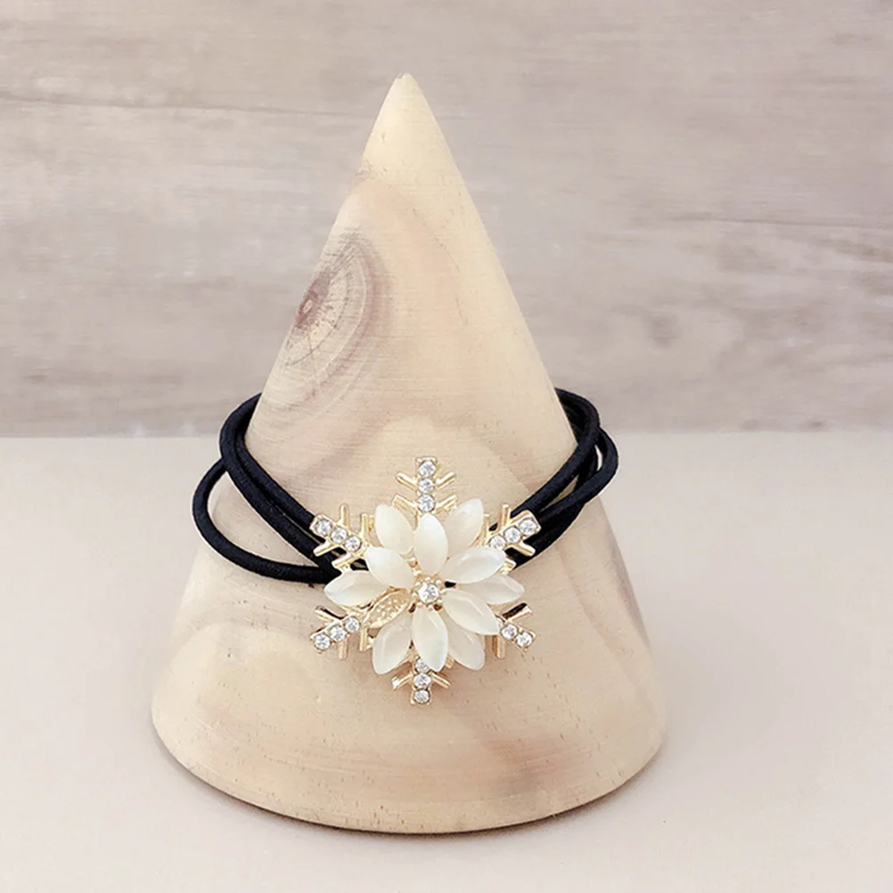 

3Pcs Snowflake Hair Ties Rhinestones Elastic Bands for Women Daily Dress Up Hair Ties Ponytail Holders Women Headdress