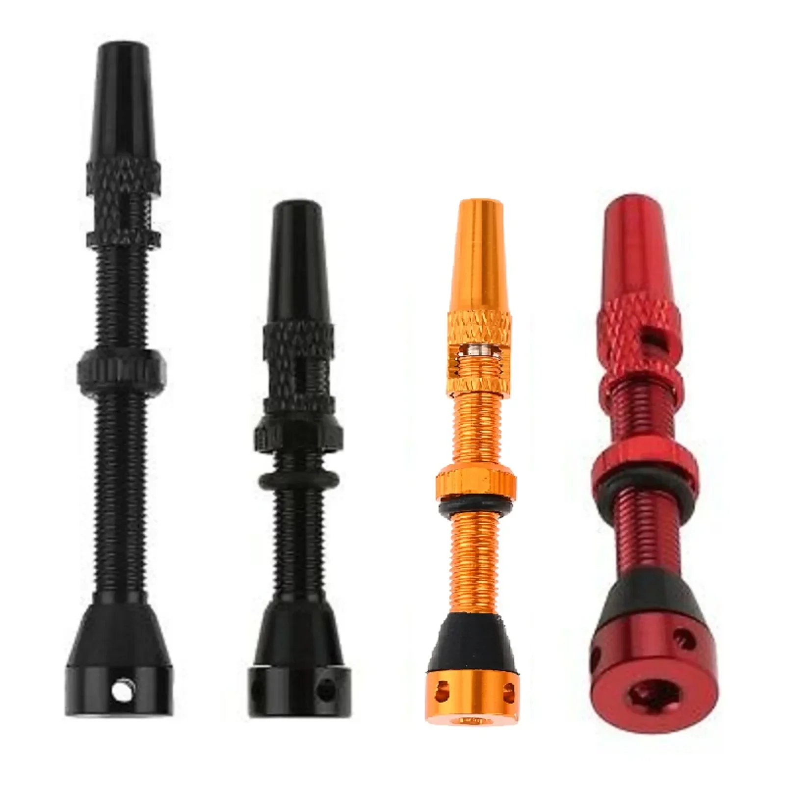 CNCアルミニウム製チューブレスプレッスタバルブ,1ペア,44mm/60mm,カバー付き,値コアの取り外しツール,ほとんどのチューブレス自転車リムに適しています