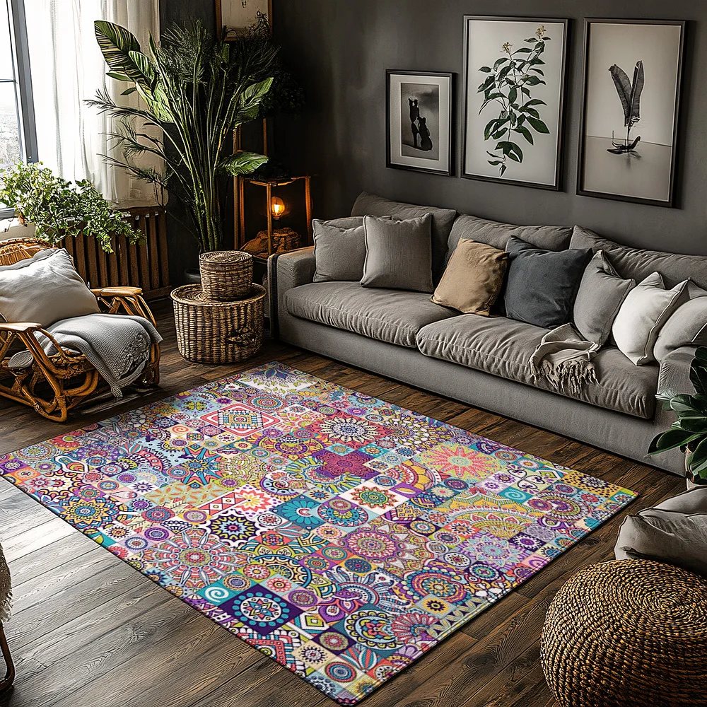 

Персидский ковер с узором, коврик для дома и улицы, моющийся напольный коврик, домашний декор, богемные винтажные нескользящие коврики в этническом стиле