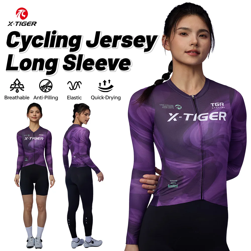 

X-TIGER Long Sleeve Cycling Jersey Women's Autumn Road Bike Jersey Anti-UV Mountain Bicycle Clothing Breathable Cycling Jersey