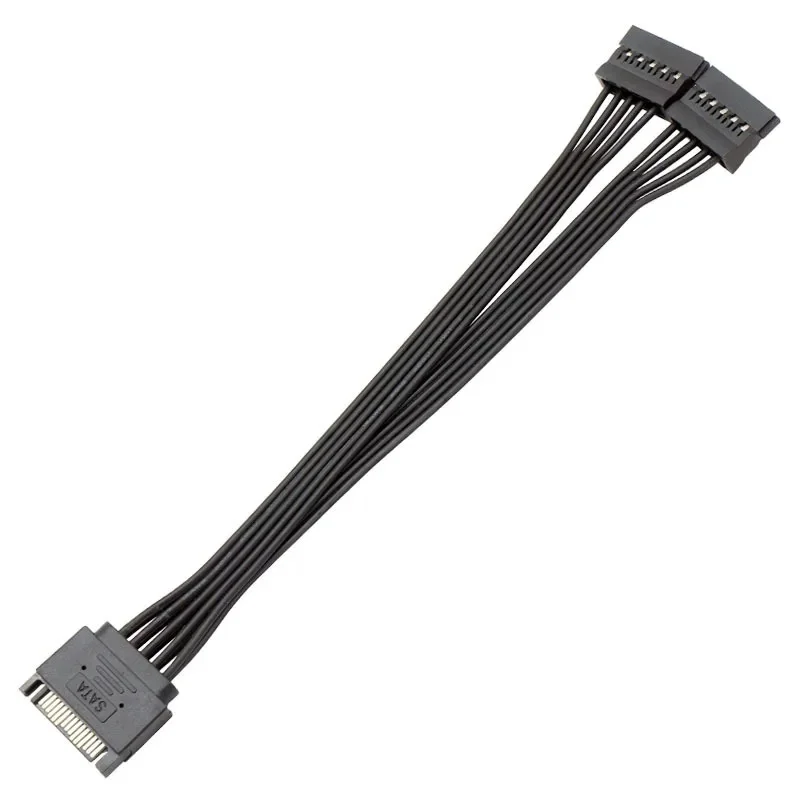 SATA 15‑Pin Male to 2 Female Y‑Splitter Extension Power Cable for SSD HDD