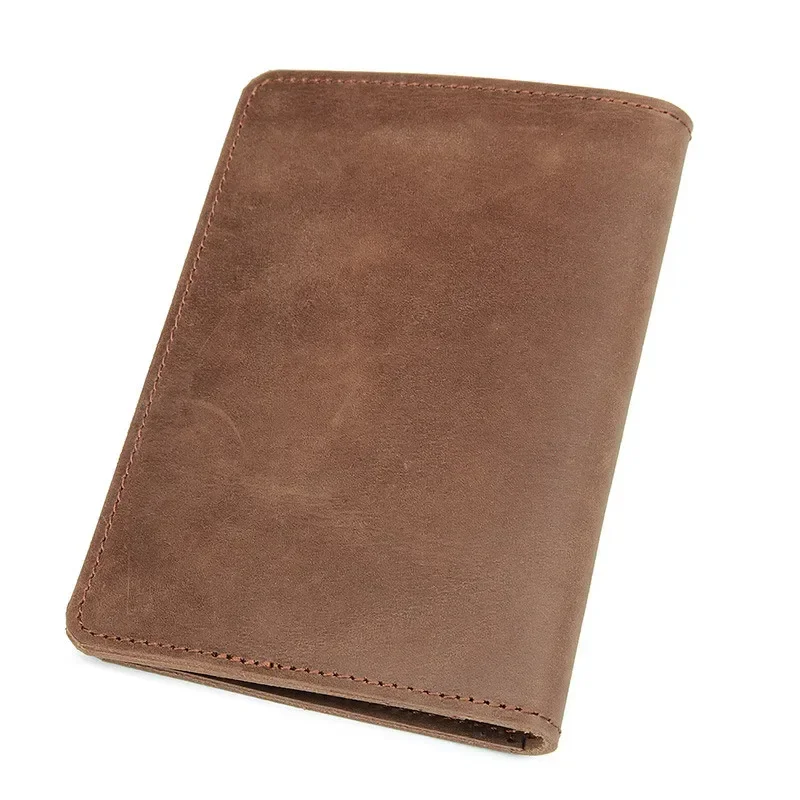 

Unisex Crazy Horse Leather Passport Cover Women Men Genuine Leather Passport Case Pocket Carry Travel Card Holder Wallet