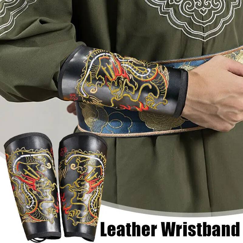 Chinese Hanfu Polsbeschermer Mannen Polsband Kungfu Bundel Mouw Guard Cosplay Hanfu Barcer Armor Polsband Riem Voor Mannen Vrouwen