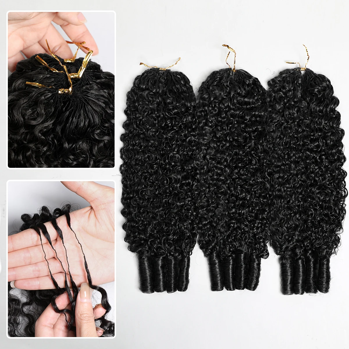 Alibele Hair Crochet Hair For Braiding, Natural Black Color 60G/set ,Burmese Culry Crochet Bulk Hair ,Upgrade Feather Hair For Braids Style