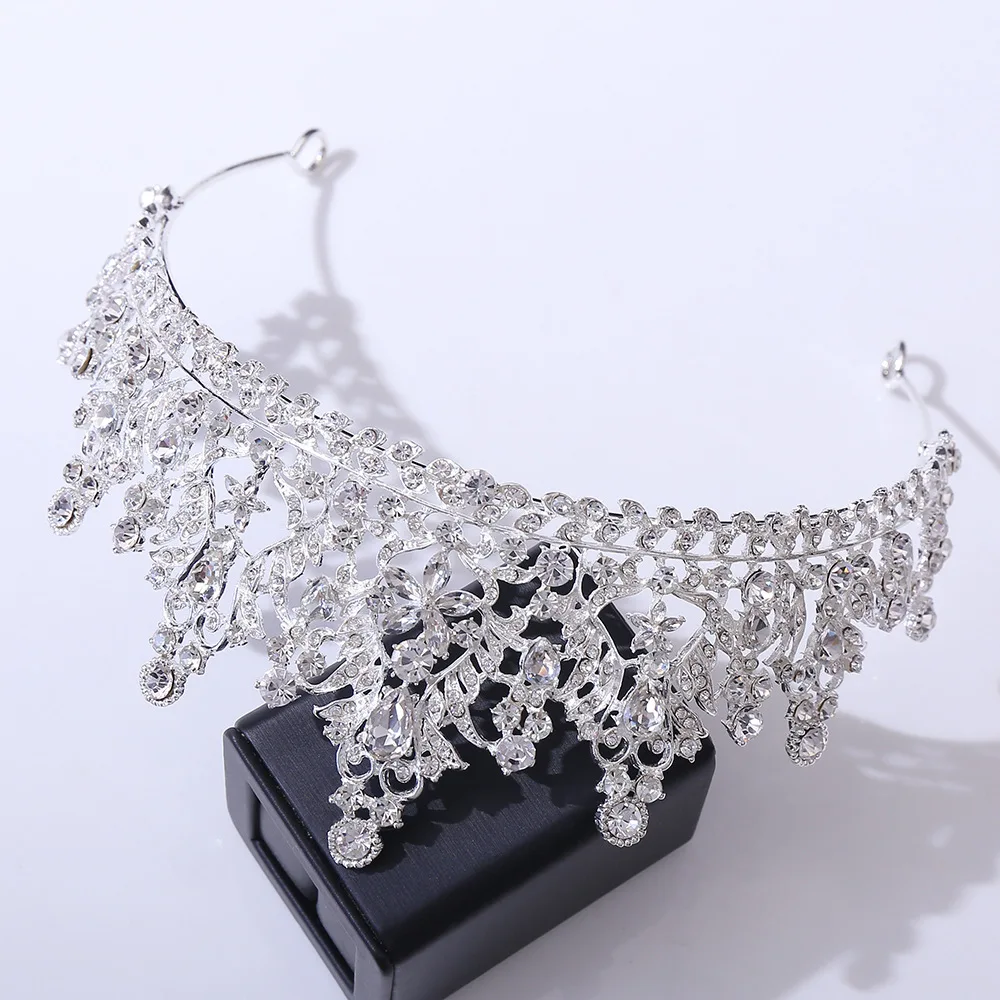 Baroque Korean Gold Color Rhinestone Crown Hair Accessories Luxury Crystal Tiara For Women Wedding Headdress Bridal Hair Jewelry