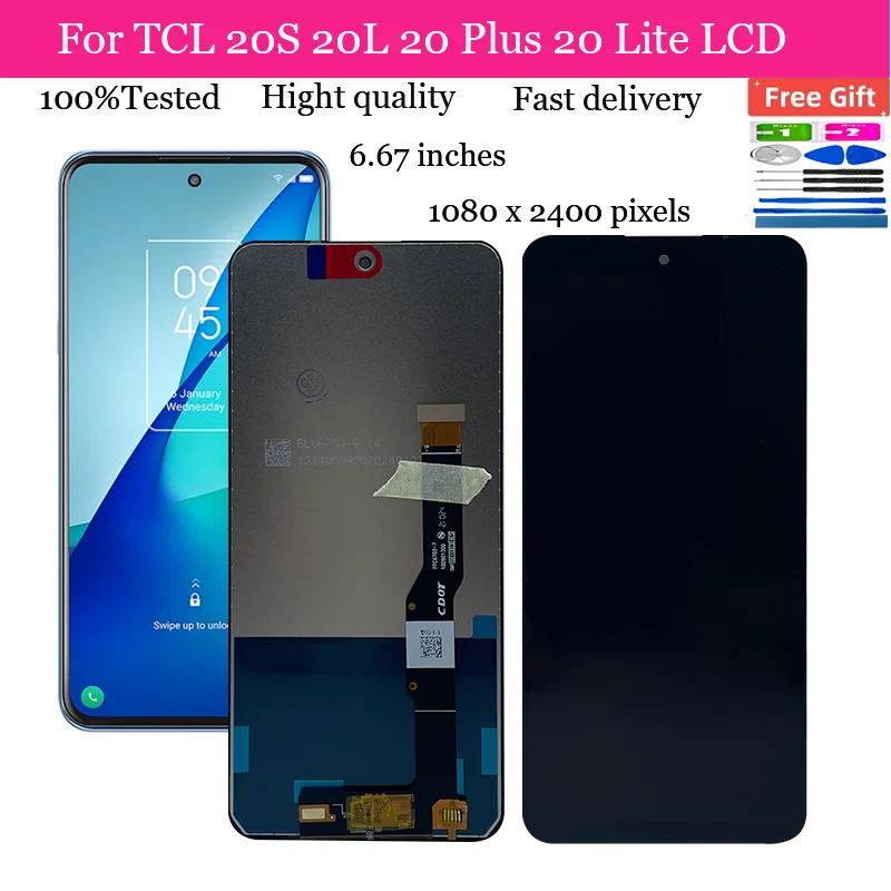 

Сенсорный экран 6,67 дюйма для TCL 20L + T775H T775B, дигитайзер для TCL 20L 20 Lite T774H T774B LCD TCL 20S T773H T773O LCD