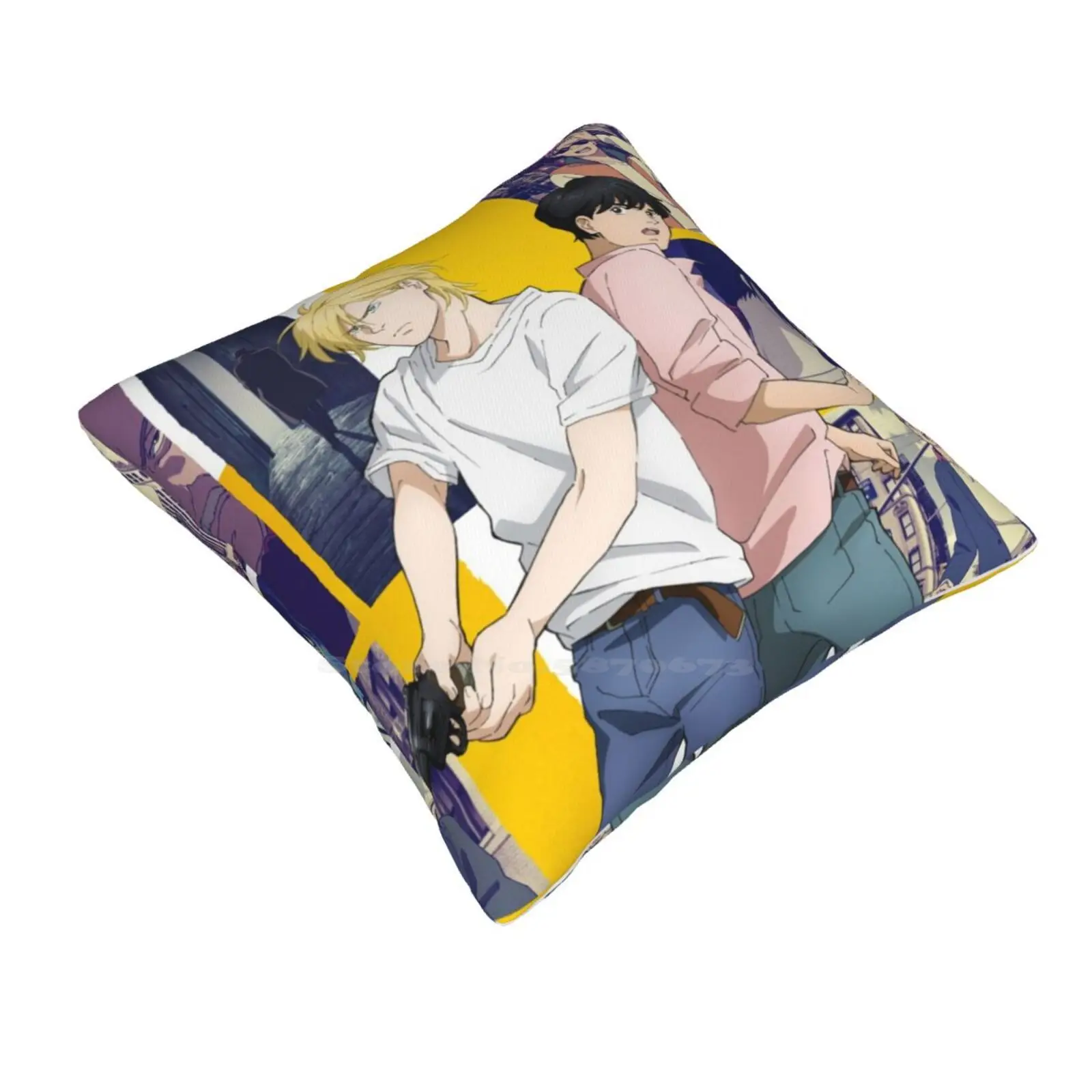 Banana Fish Official Poster Cover Design Throw Cushion Pillow Cover Banana Fish Ash Lynx Yellow Black Manga Anime Eiji Okumura