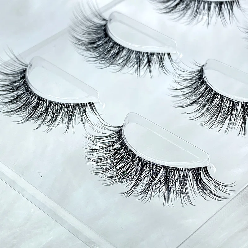 ใหม่ขายส่งขนตาปลอม3คู่ขนตาที่มองไม่เห็น Band Mink Lashes เท็จมาสคาร่าจำนวนมาก