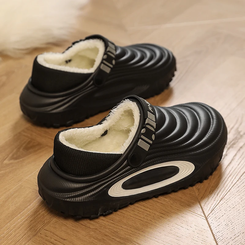 رجل الشتاء أحذية قطنية قباقيب قطيفة دافئة للرجال مكافحة زلق مقاوم للماء زلة Ons منزل الشرائح 2025 جديد عصري شبشب شتوي #5
