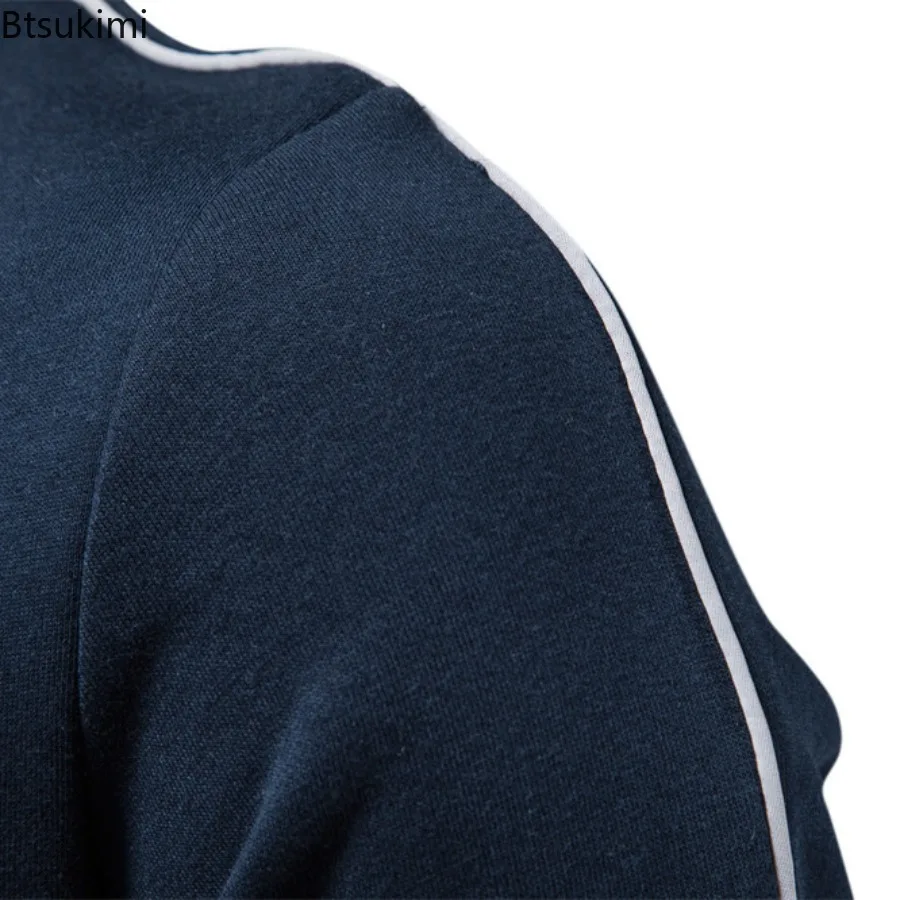 2025 Spring Mens New Cotton-blend Solid Zip Up Long Sleeves Sweatshirts Casual Sport Cardigan Jacket Fashionable Male Sportswear