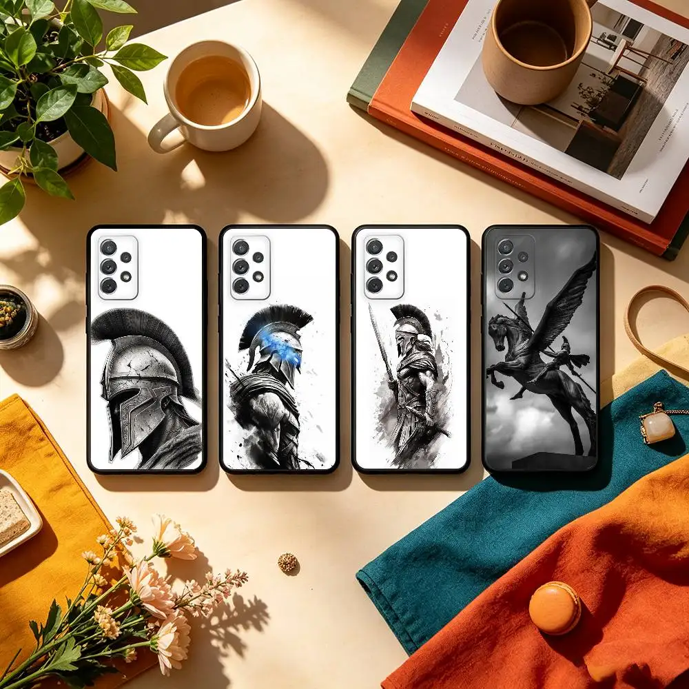 C-Cool S-Spartan  Phone Case For Samsung Galaxy A73,A72,A71,A70,A53,A52,A51,Soft Silicone Black Cover