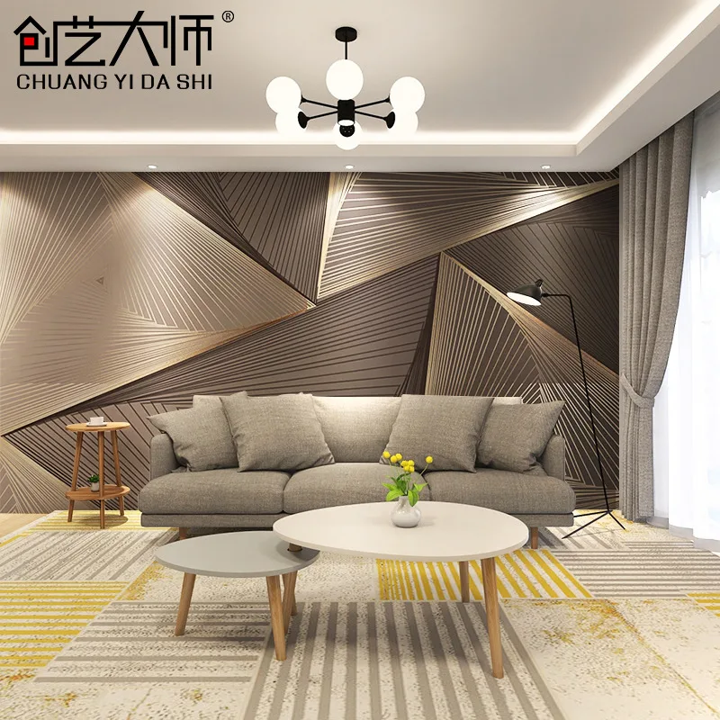 Customized products 3D Modern simple TV background painting light luxury living room Abstract geometry sofa bedroom wallpaper 3d