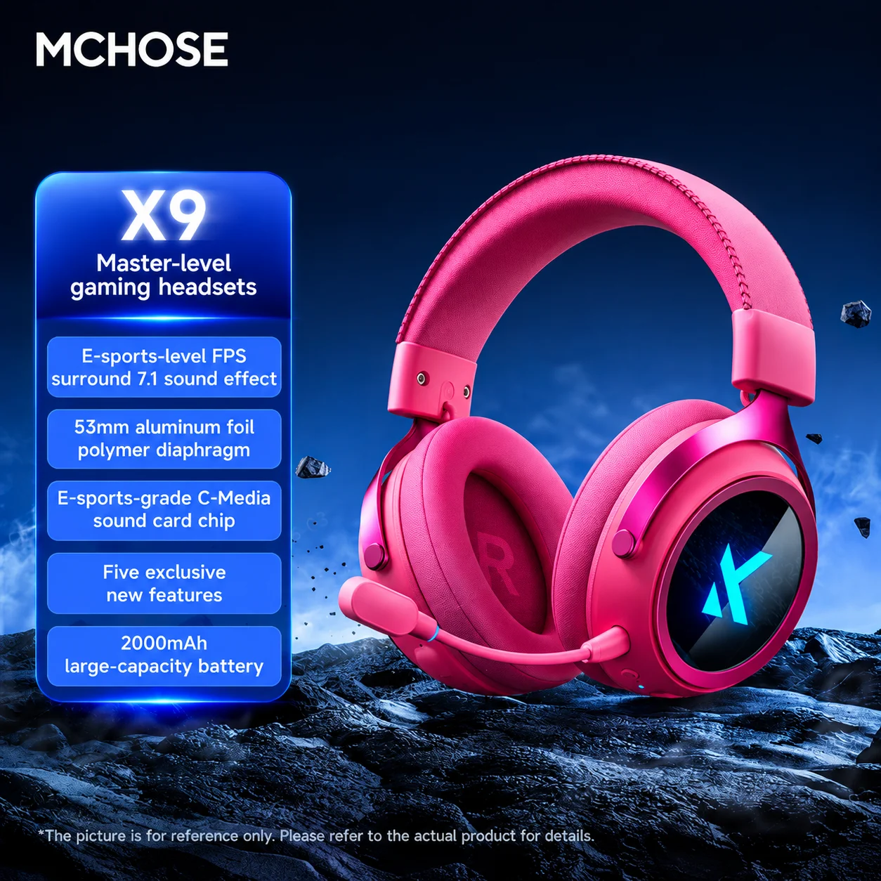 MCHOSE X9 4 Mode Wireless Gaming Headset 2.4G Bluetooth Type-C 7.1 Surround 53mm 2000mAh for PC PS5 Switch Mobile