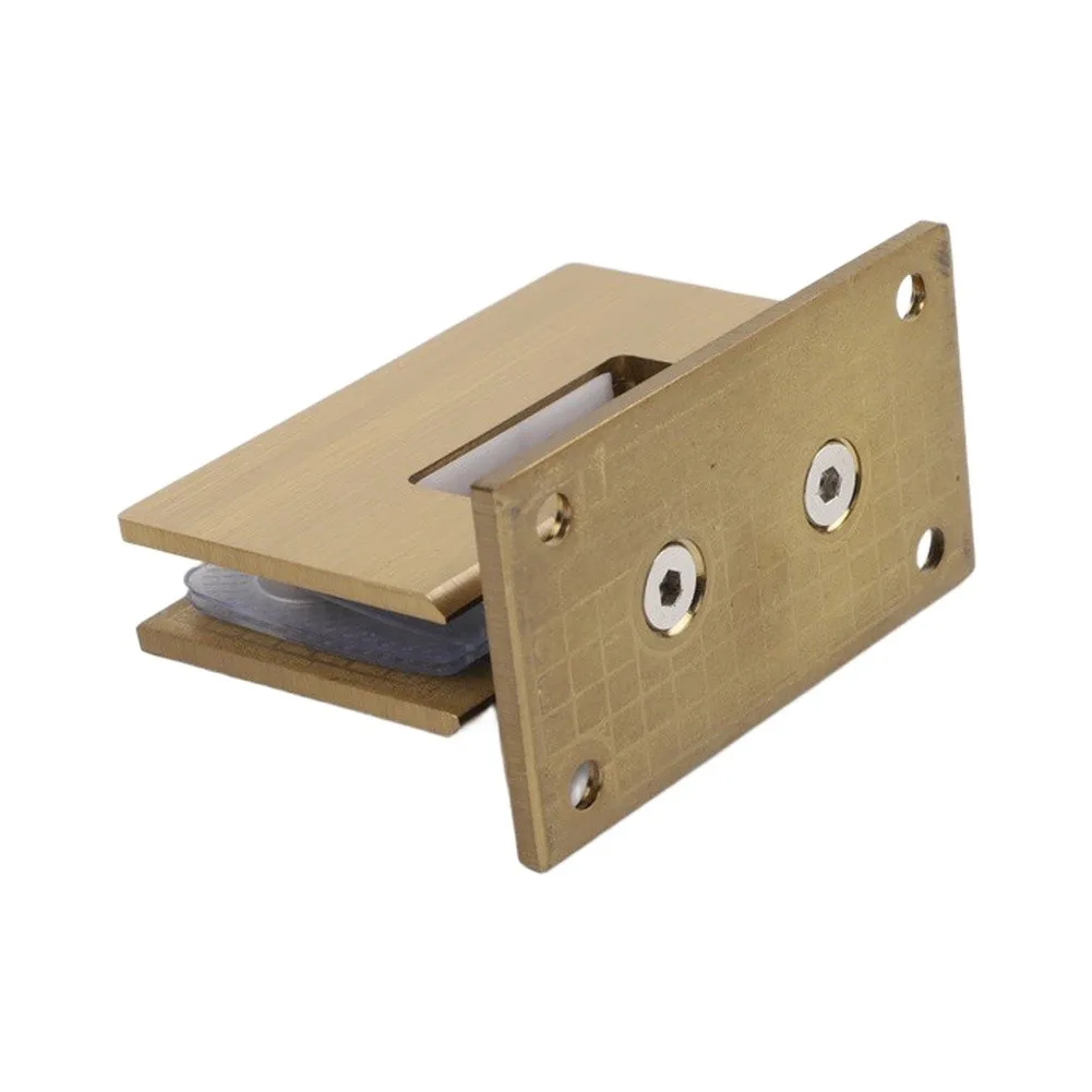 Gold Titanium Coated 304 Stainless Steel Glass Door Hinge 180 Degree Swing Wall Mount Hardware For Bathroom Shower Room