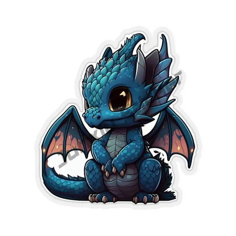 Blue Dragon Chibi Kiss-Cut Stickers, Fantasy Stickers for Tabletop Gaming, Roleplaying, Decorations, Scrapbooking and more.