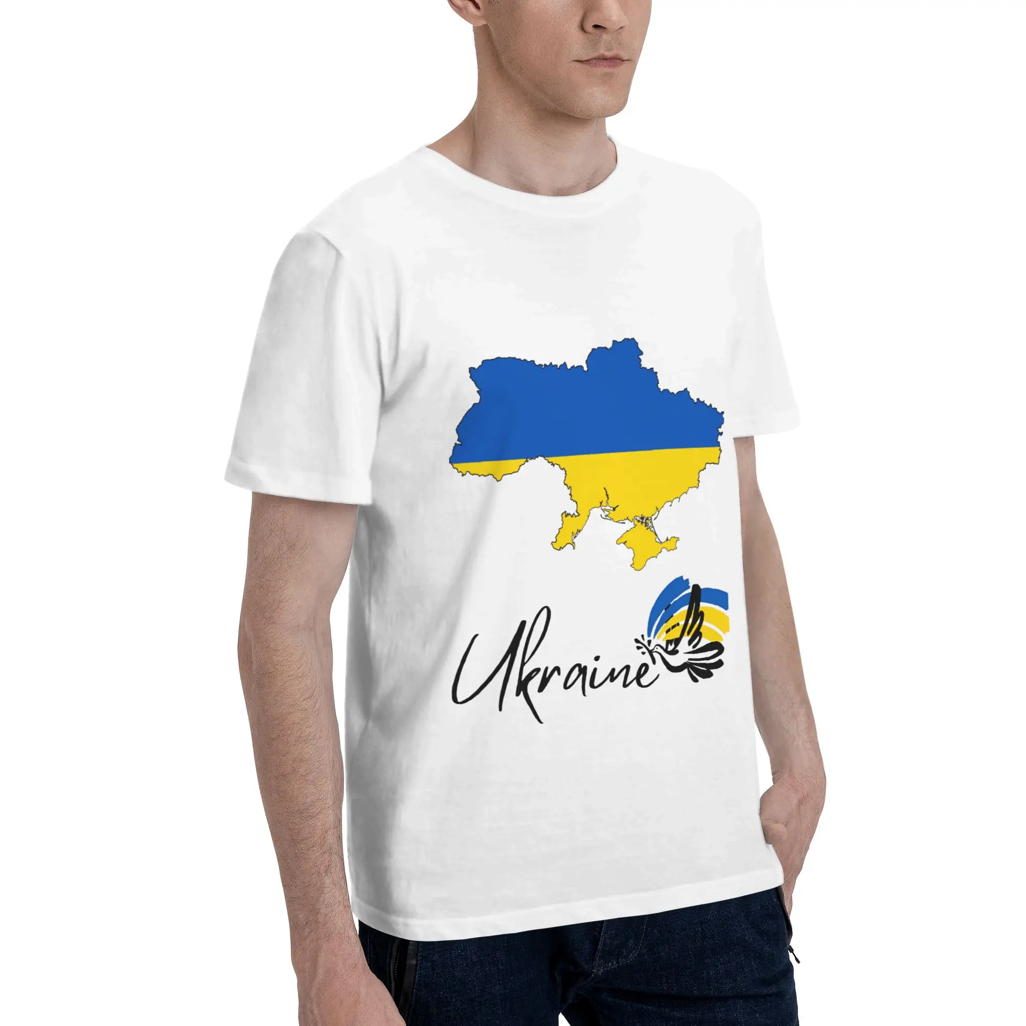 Custom Ukraine Flag T Shirt for Men 100% Cotton Tshirt Casual Tee Short Sleeve  T-shirts Loose Fit Clothing Gift