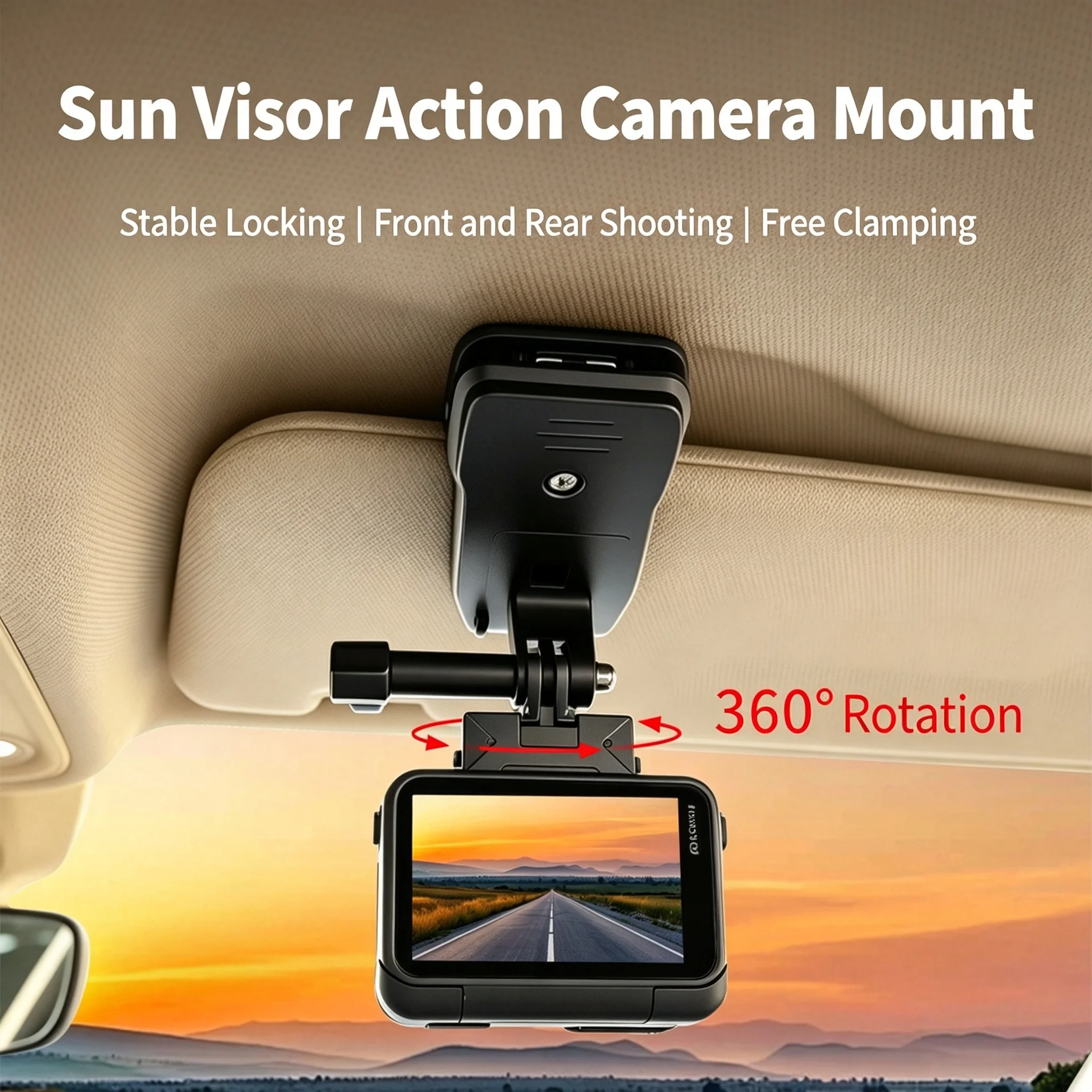 Universal Outdoor Backpack Car Sun Visor Clip Holder Compatible DJI Action Insta360 AcePro GoUltra GoPro 12 Camera Gear