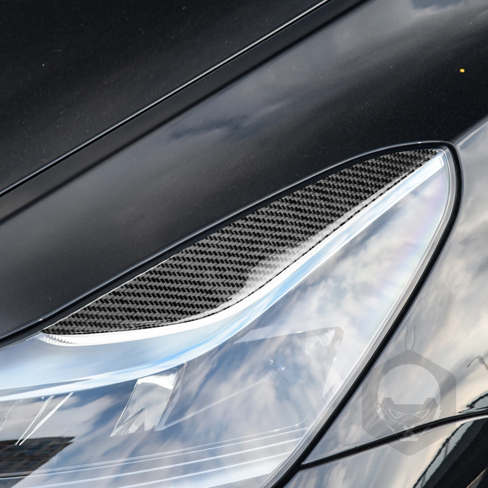 For Tesla Model Y 2020-2024 Model 3 2017-2022 Real Carbon Fiber Front Headlight Eyebrow Panel Trim Cover Car Accessories Sticker view 3
