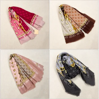 طلب التجارة الخارجية الأصلي إيطاليا ليو جو طباعة مطرزة، تظليل الشمس والحفاظ على الدفء، وشاح مزخرف عصري