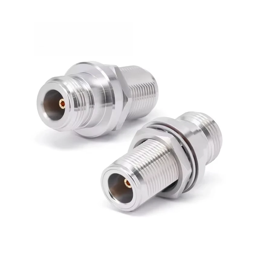 High Frequency Millimeter Wave N Female to N Female Bulkhead Mount Adapter Stainless Steel DC-18GHz RF Coaxial Connectors