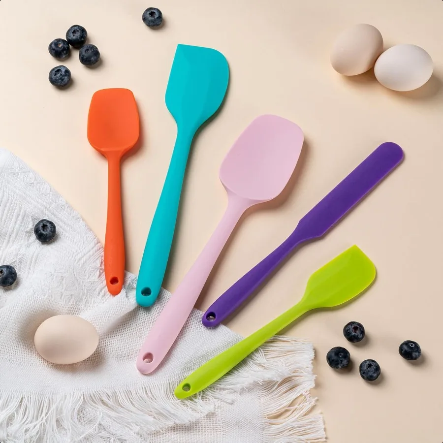 Silicone Spatula Set 5 Piece Food Grade Rubber Spatulas for Baking Cooking and Mixing High Heat Resistant Non Stick Dishwasher